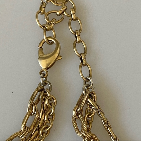 Necklace Pendant Acrylic Bead Work Light Gold Tone Multi Chains Chunky - Picture 3 of 12